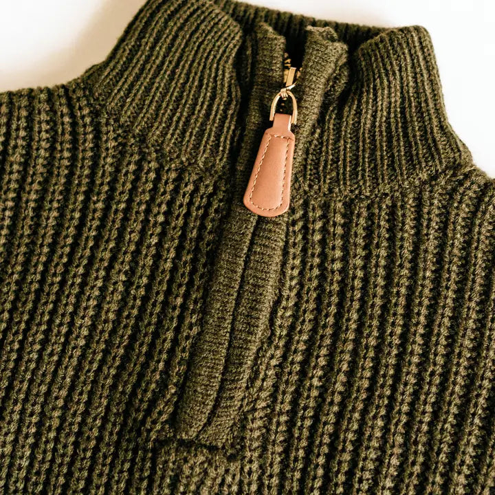 Dark Green 1/4 zip Sweater - Infant-Toddler