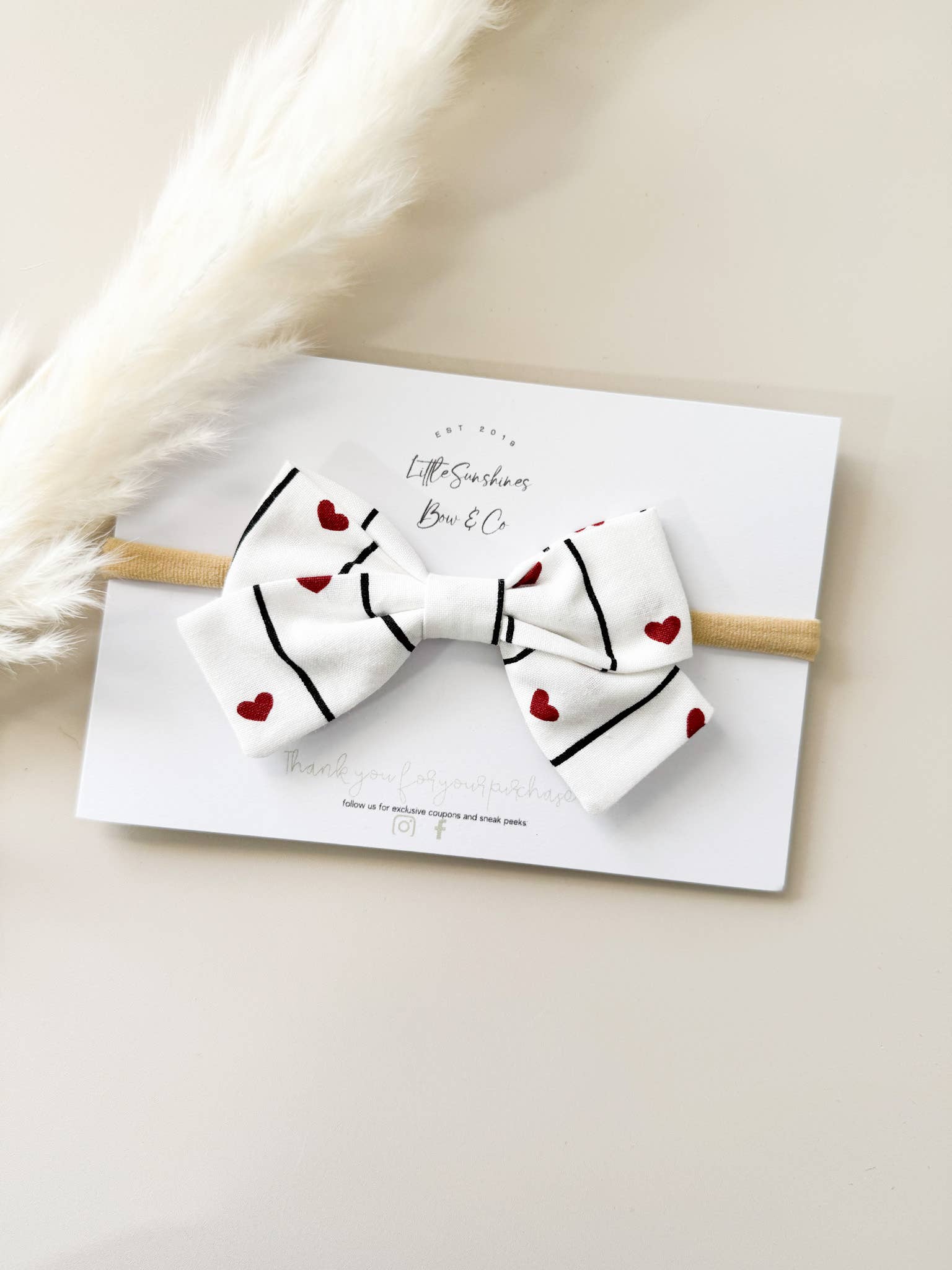 Black & White Stripes &Red Heart Valentines Day Pinwheel Bow