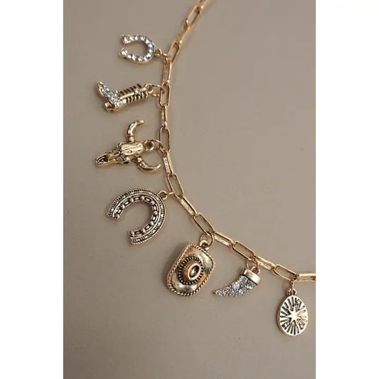 Charm Necklace-Western Hat Horseshoe Boot