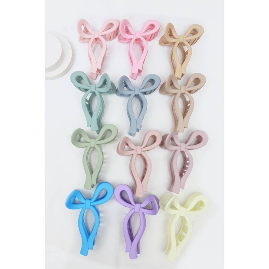 Matte Pastel Tone Bow Shape Hair Claw LARGE