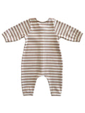 Tan Stripe / Organic Ribbed Long Sleeve Bay Jumpsuit (Baby)