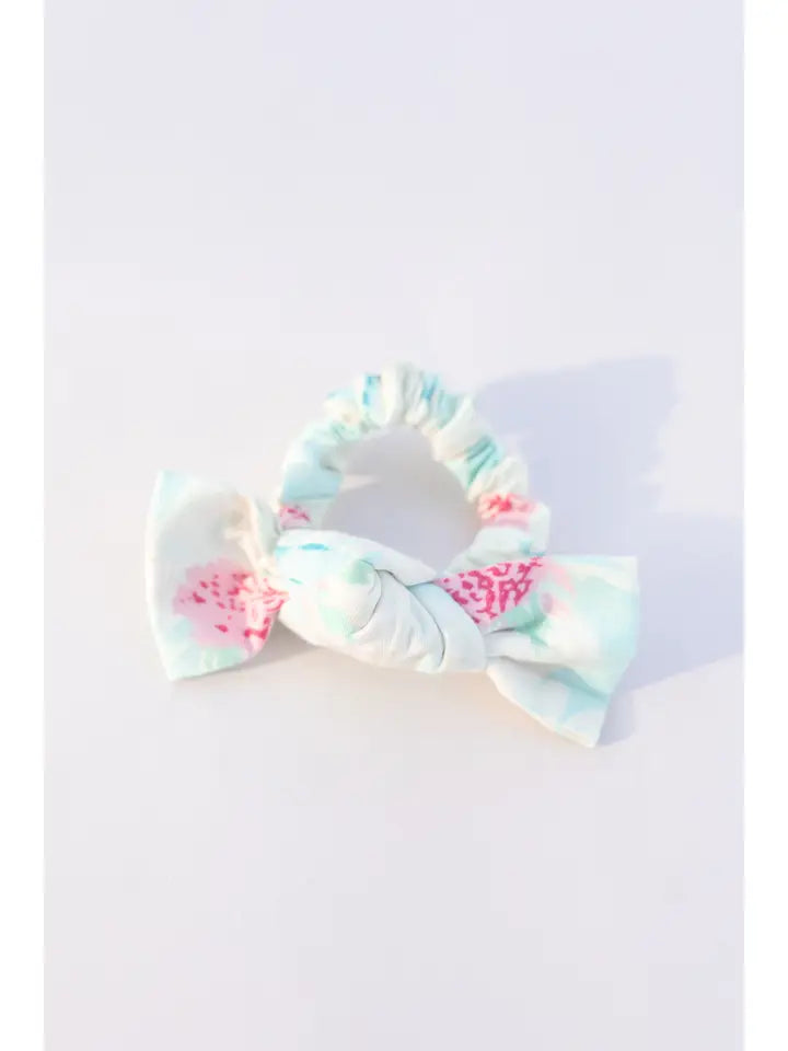 Linen Floral Bow Scrunchie