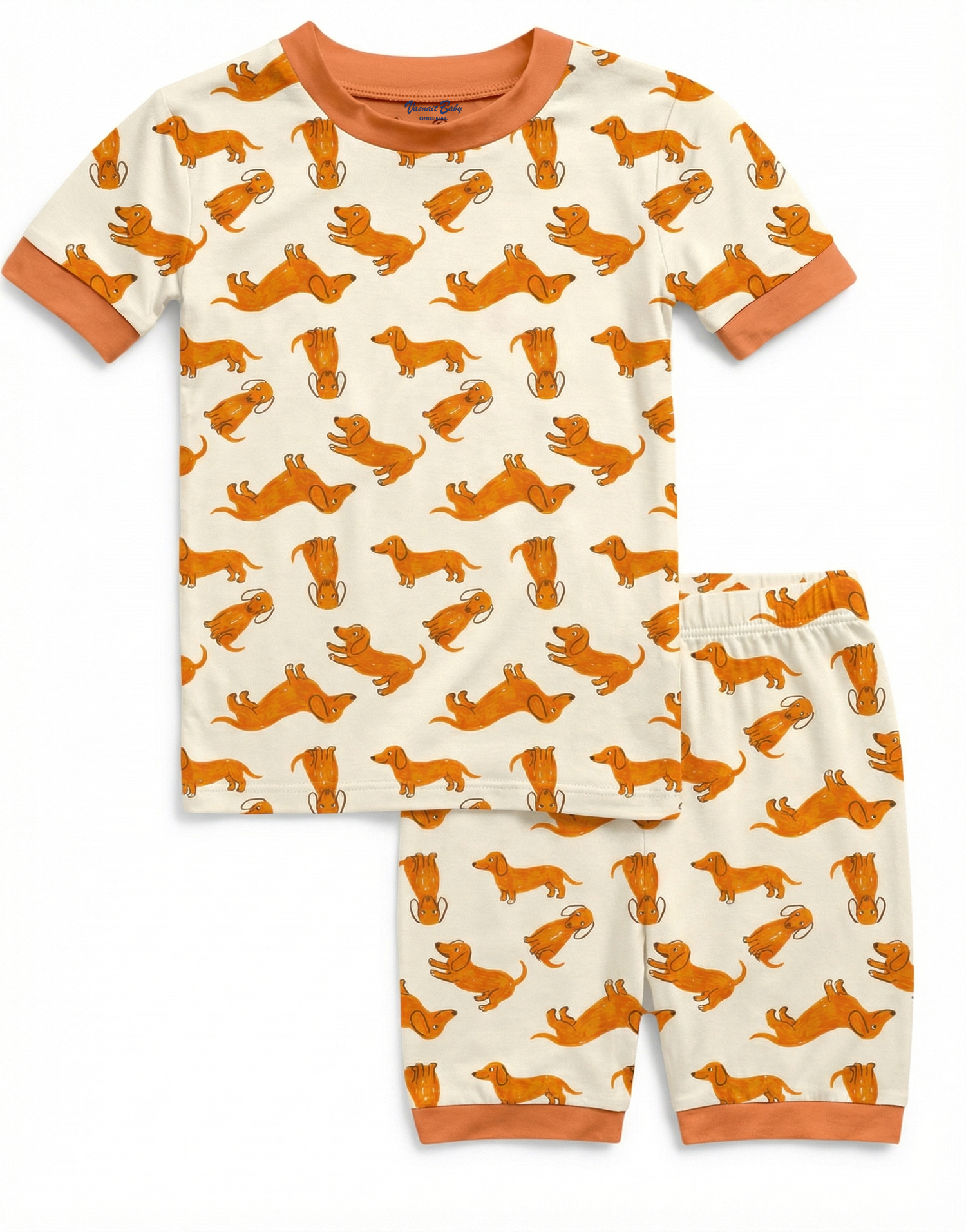 Orange Puppy Bamboo Boys Girls Infants Short Sleeve PJs