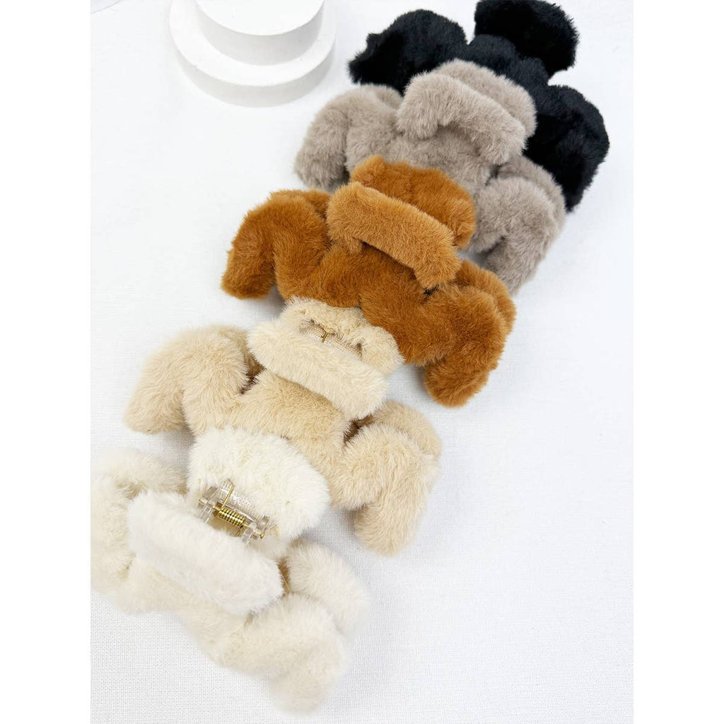 Jumbo Faux Fur Wavy Hair Claw Clips
