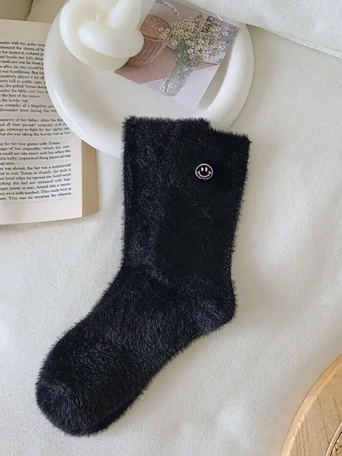 Smiley Socks Happy Face Embroidered