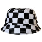 Checkered Bucket Hat - Black, Pink, Stone Blue