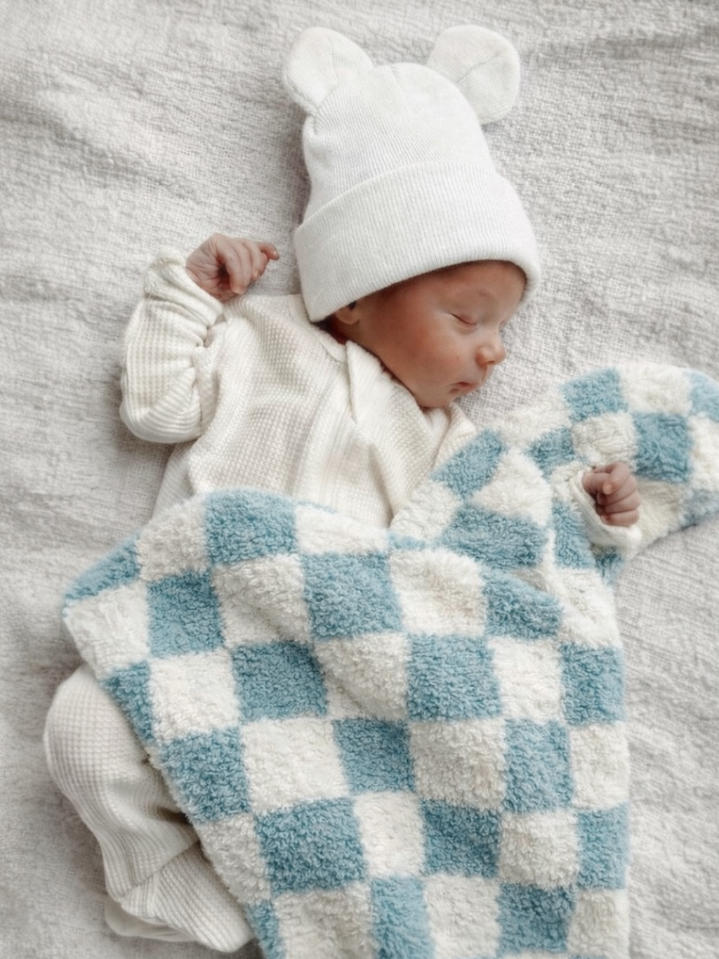 Phufy® Bliss Checkerboard Mini Blanket, Powder