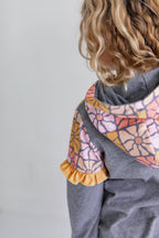 Kids Gray & Mustard Flower Hoodie Sweat Pant Loungewear Set