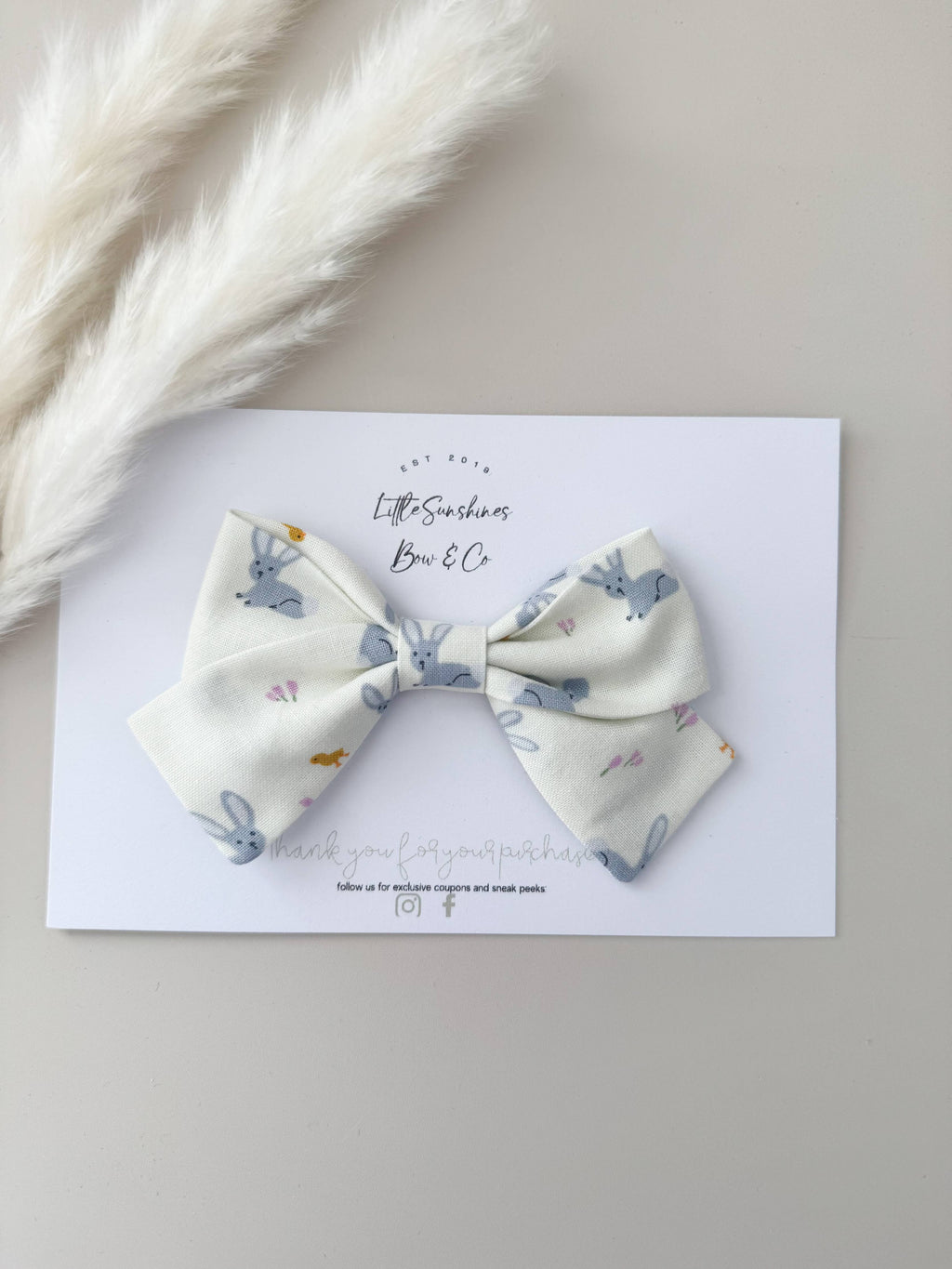 Gray Bunnies Easter Pinwheel Hair Bow