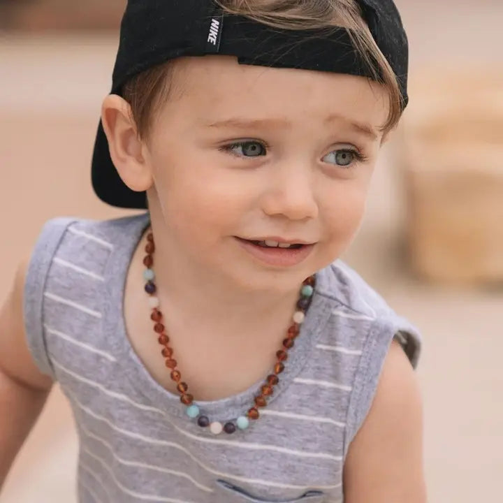 Mermaid Mix + Raw Cognac Amber Necklace