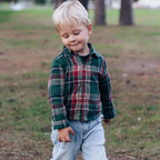 Red & Green Plaid Holiday Shirt- Boy's