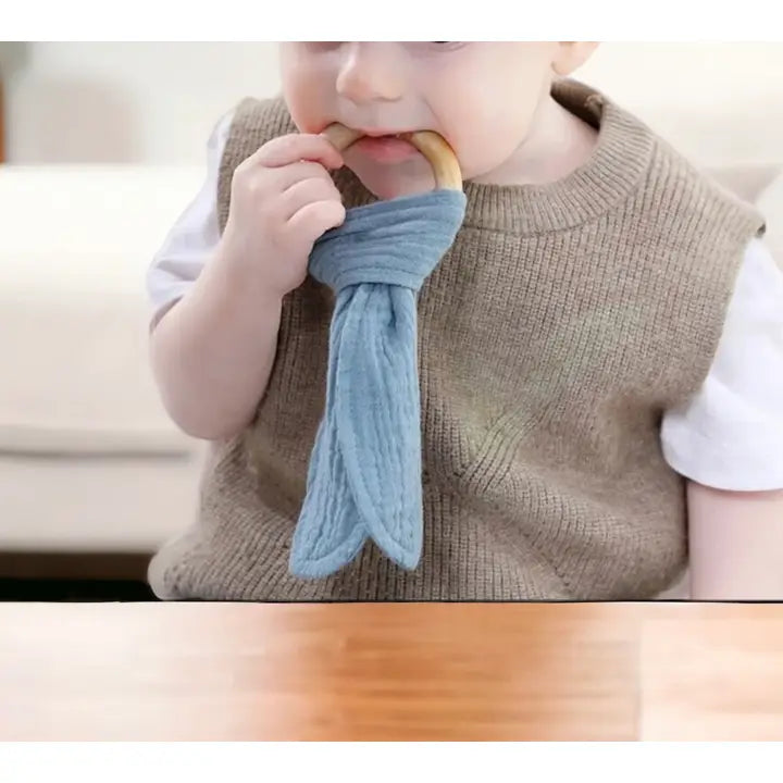Bunny Teether w/wood Teething Ring