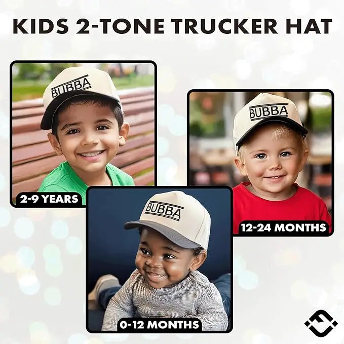 Kids/Baby Two Tone Vintage Cap - Bubba (Black/Beige)