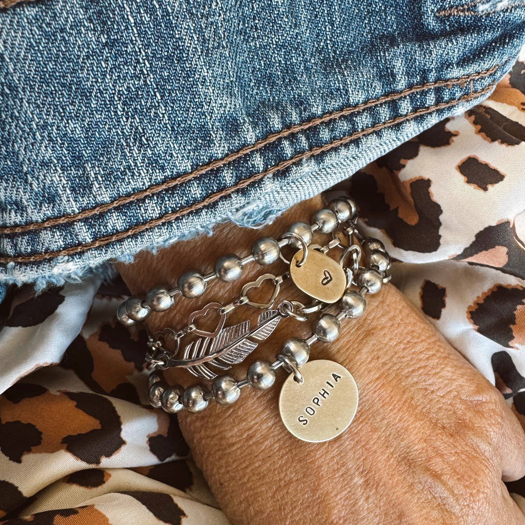 Brass Heart Tag Bracelet