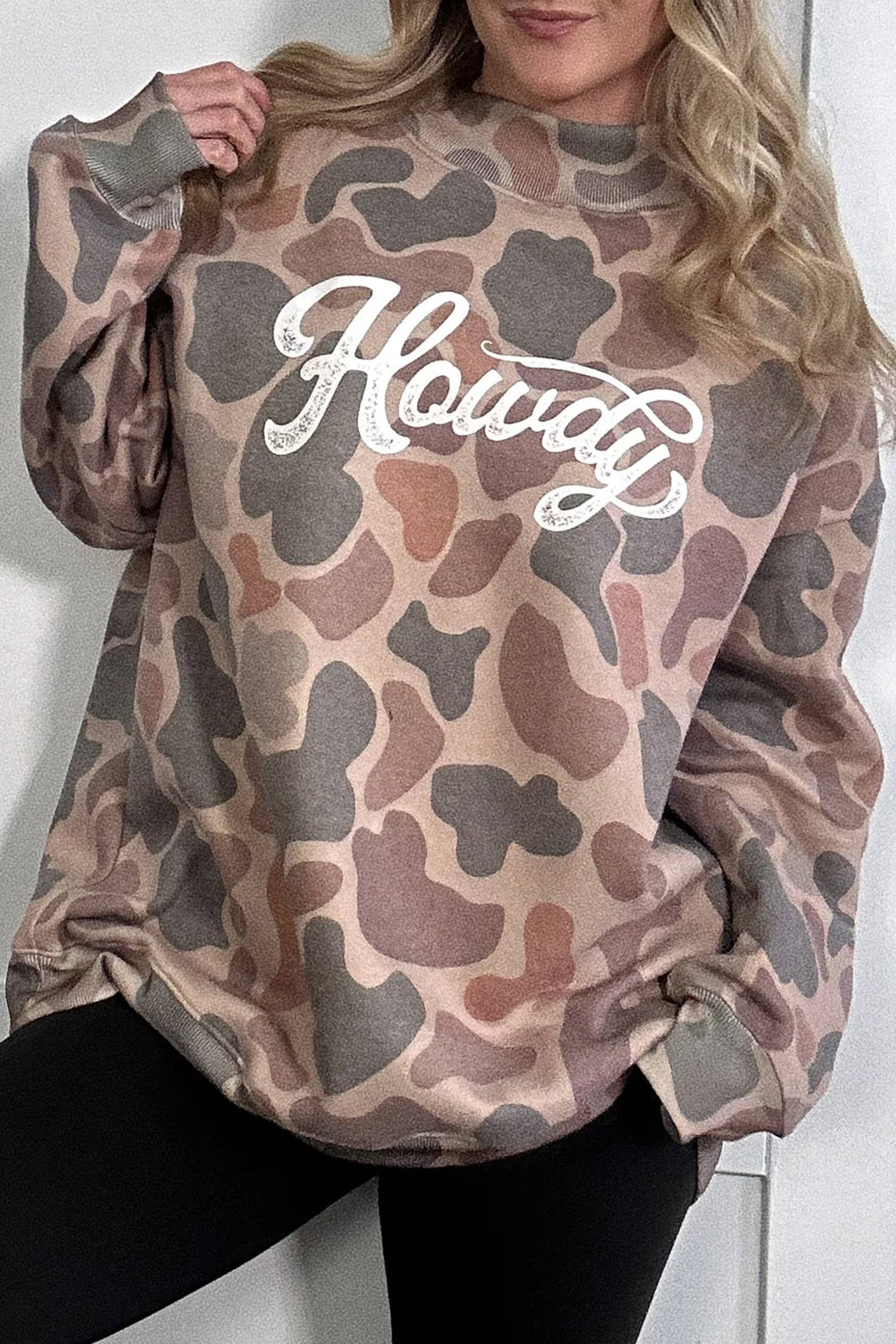 Camo Howdy Oversized Mock Neck Sweatshirt S-XL