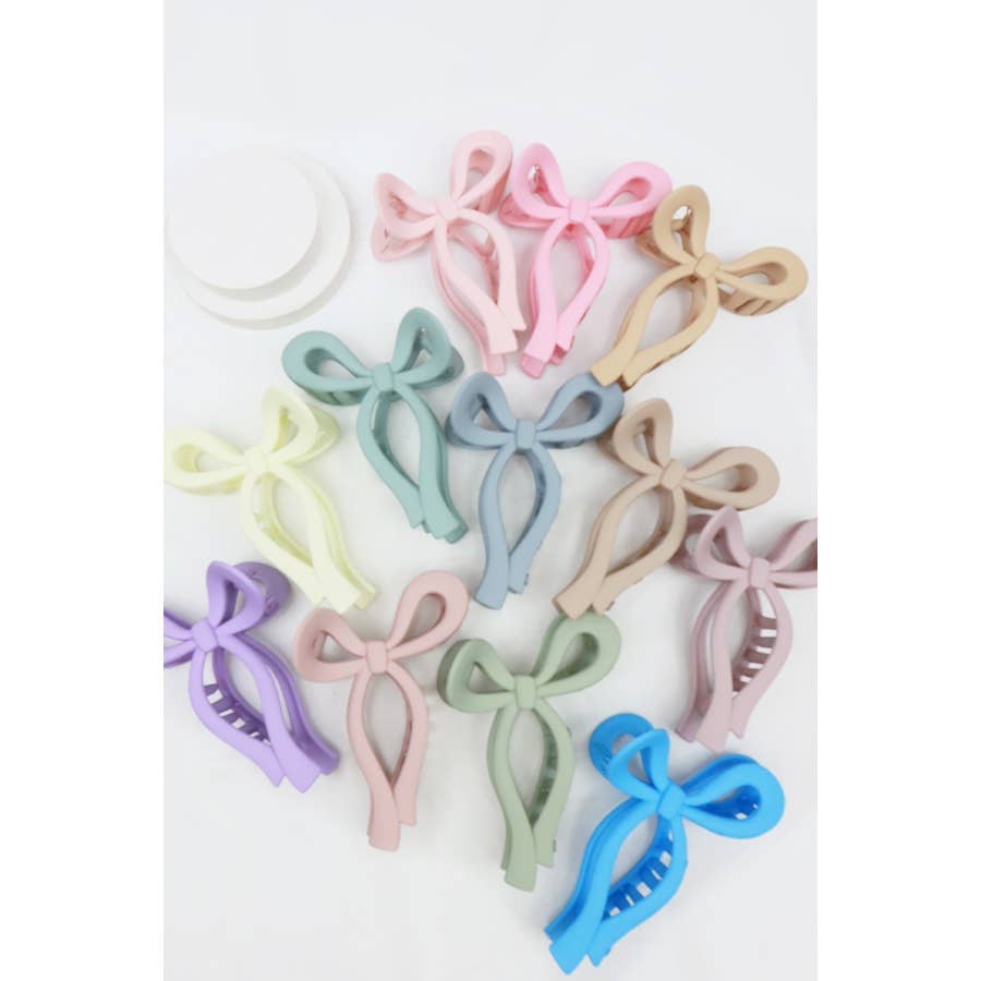 Matte Pastel Tone Bow Shape Hair Claw LARGE