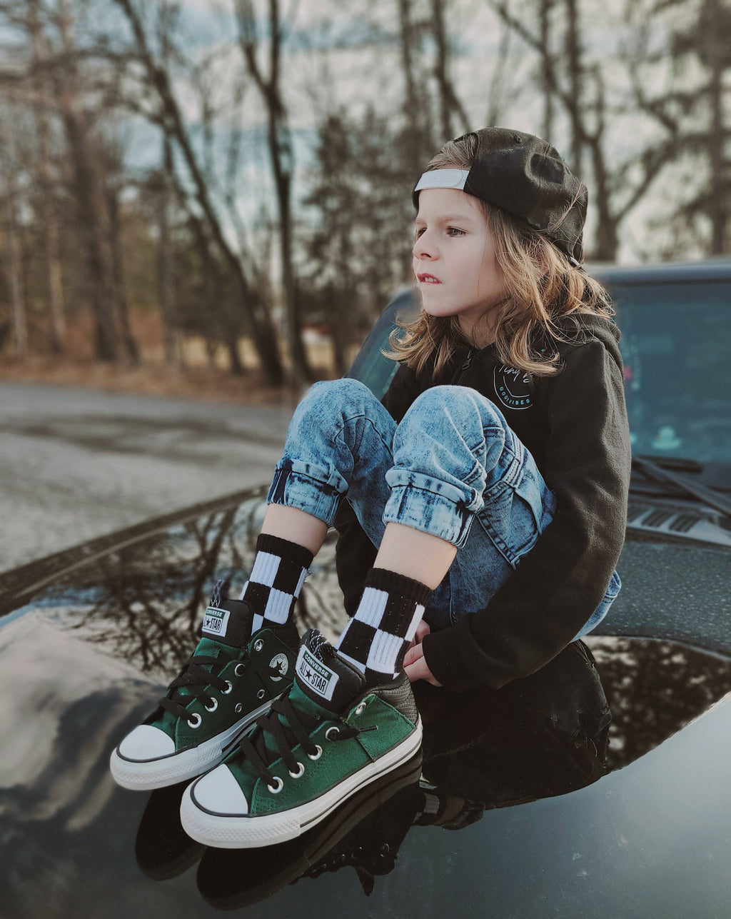 Black + White Checker Socks