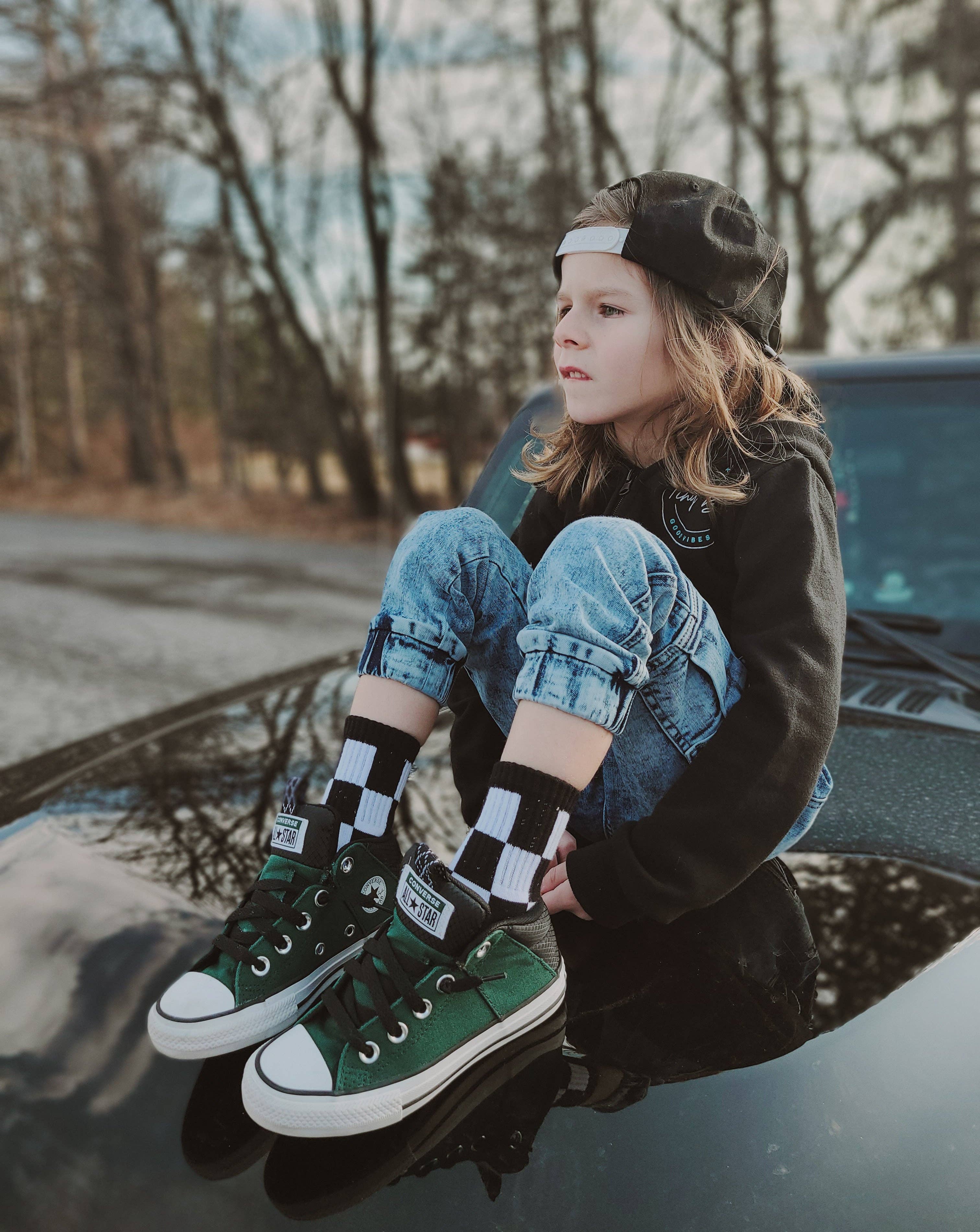Black + White Checker Socks