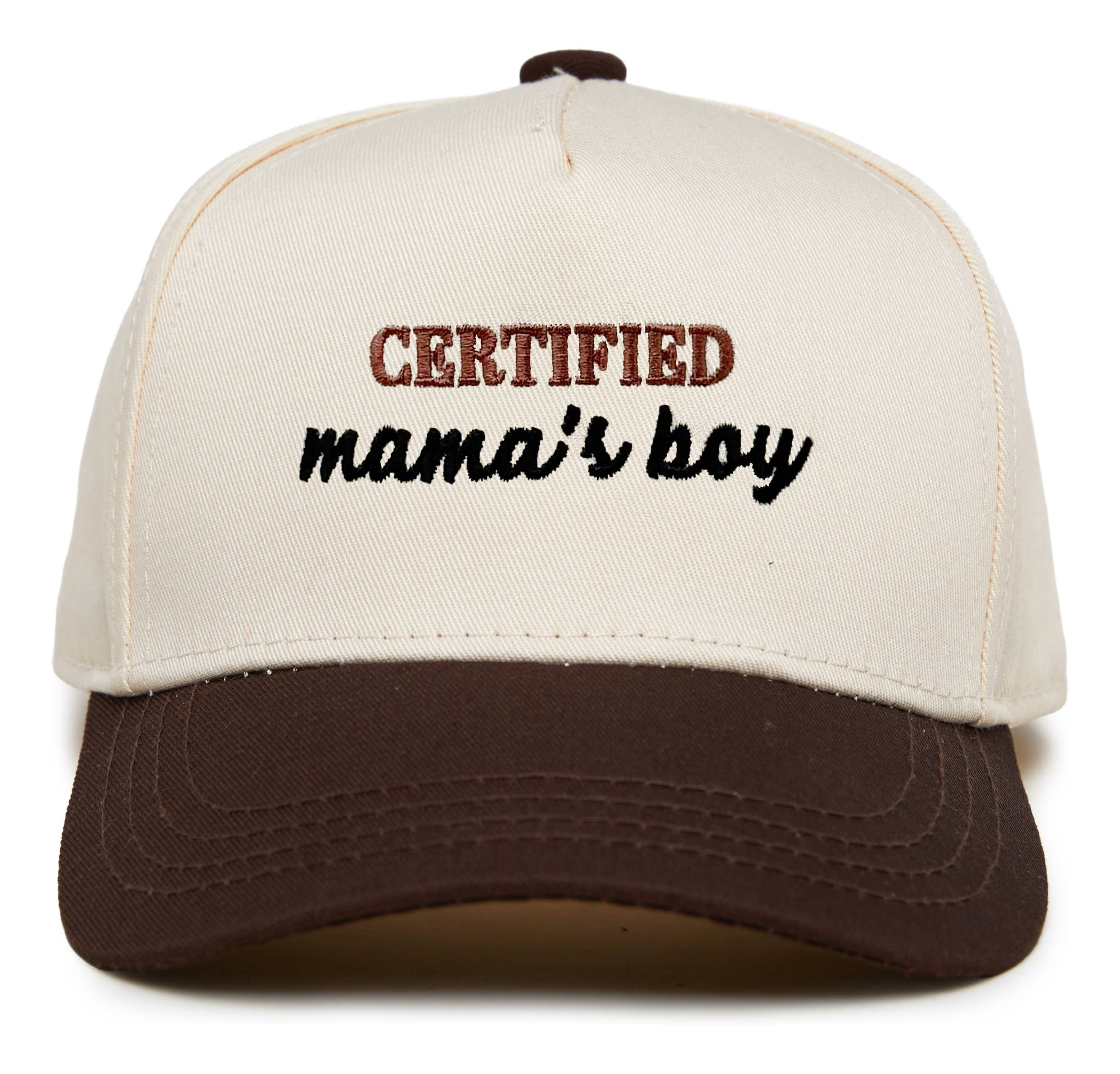 Kids/Baby 2Tone Vintage Cap: Certified Mamas Boy Brown/Beige