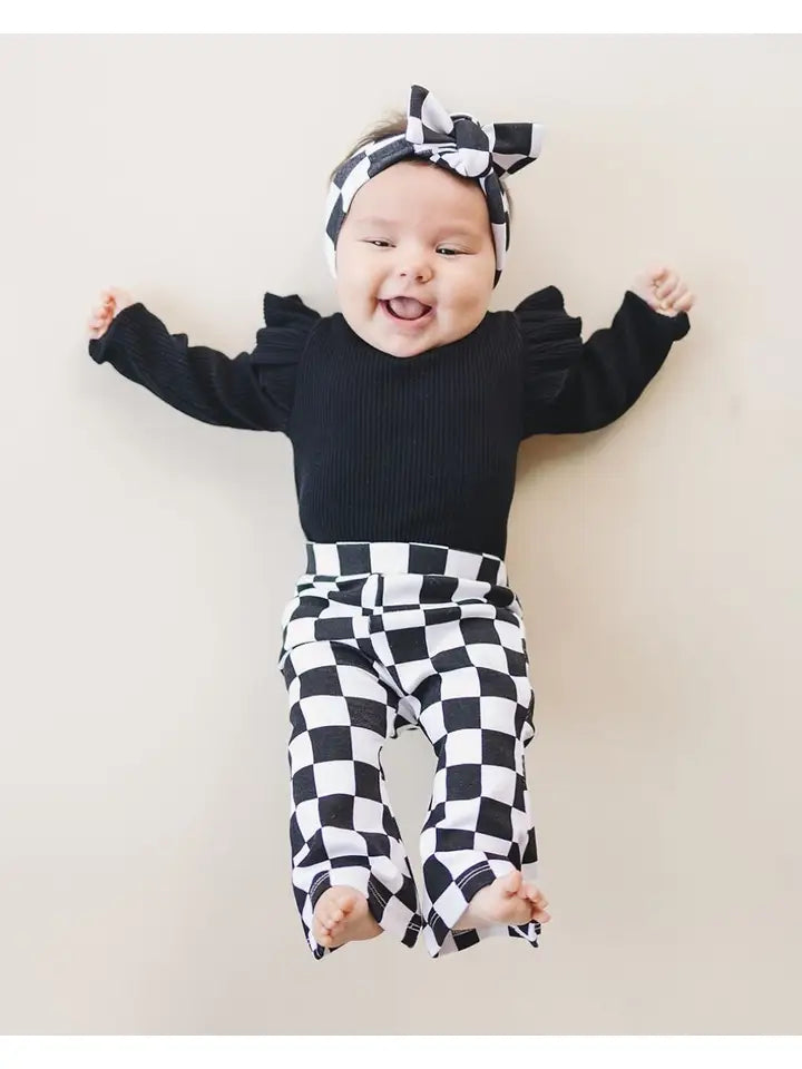 Checkered Flare Pants | Black