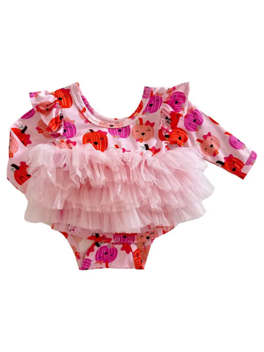 Long Sleeve Tutu Bodysuit, Miss Pumpkin
