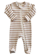 Tan Stripe / Organic Ribbed Zip Footie (Baby - Kids)