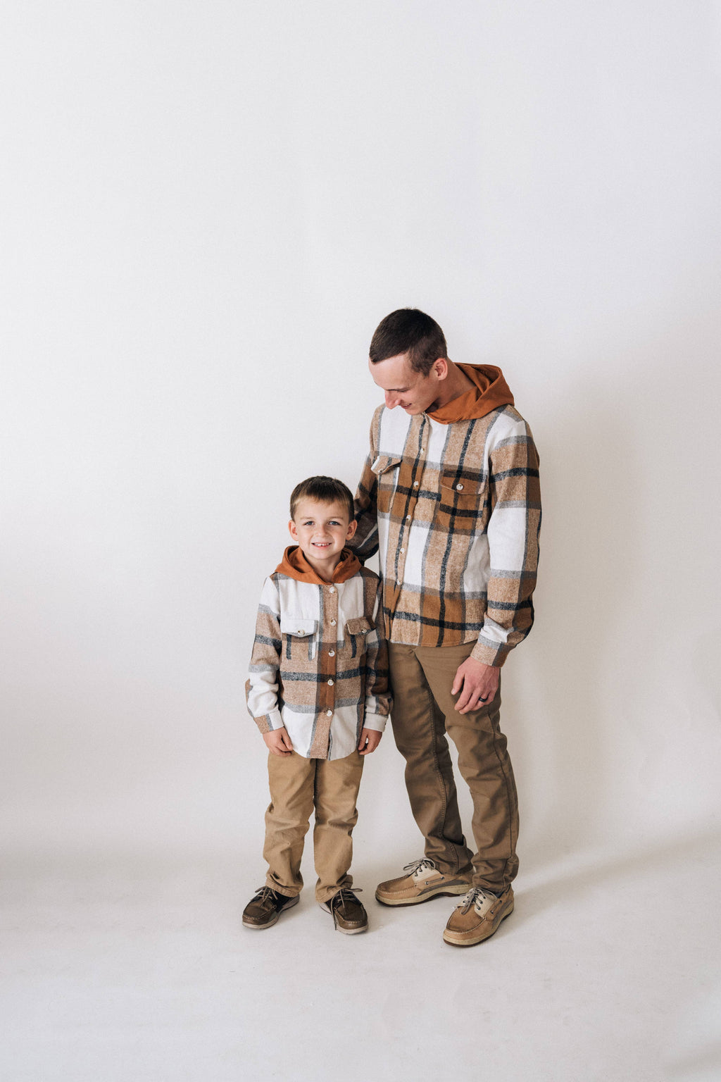 Hooded Brown & Gray Flannel Jacket- Child