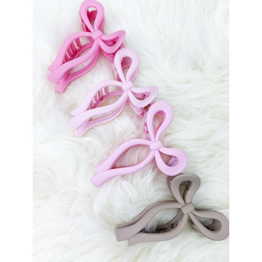 Assorted Pink and Taupe Shades of Bow Clip