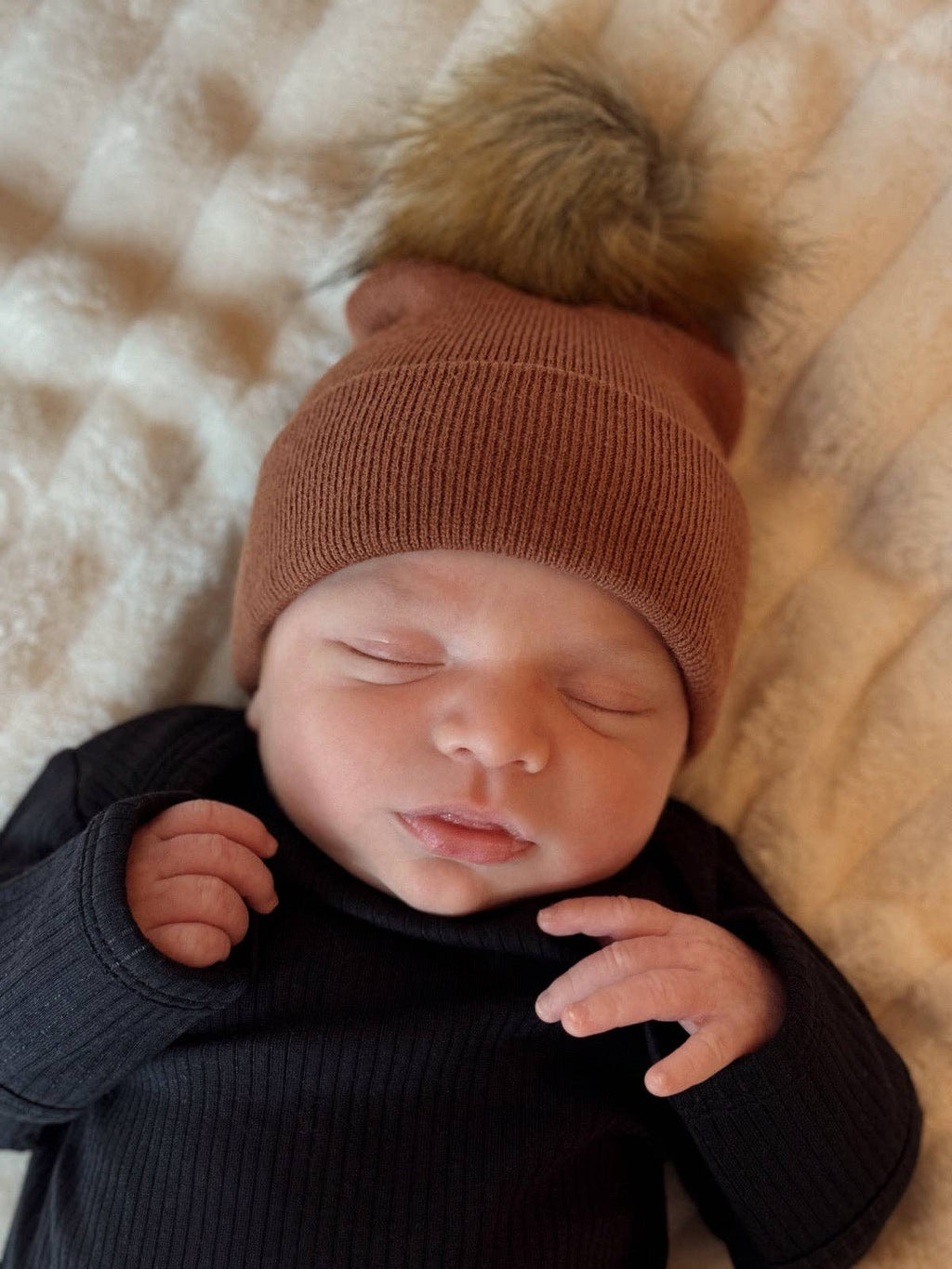 Baby's First Hat, Sandalwood Fur Pom