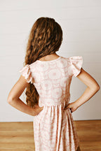Kids Spring Summer Emma Blush Floral Flutter Dress