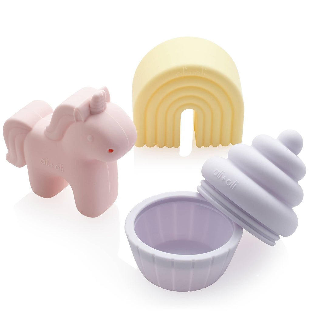 Ali+Oli Squirt Water Bath Toy Set (Unicorn Theme) Mold Free