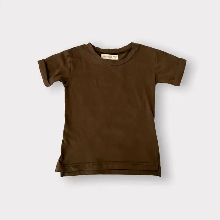 Organic Basic Hemmed Tee - Chocolate