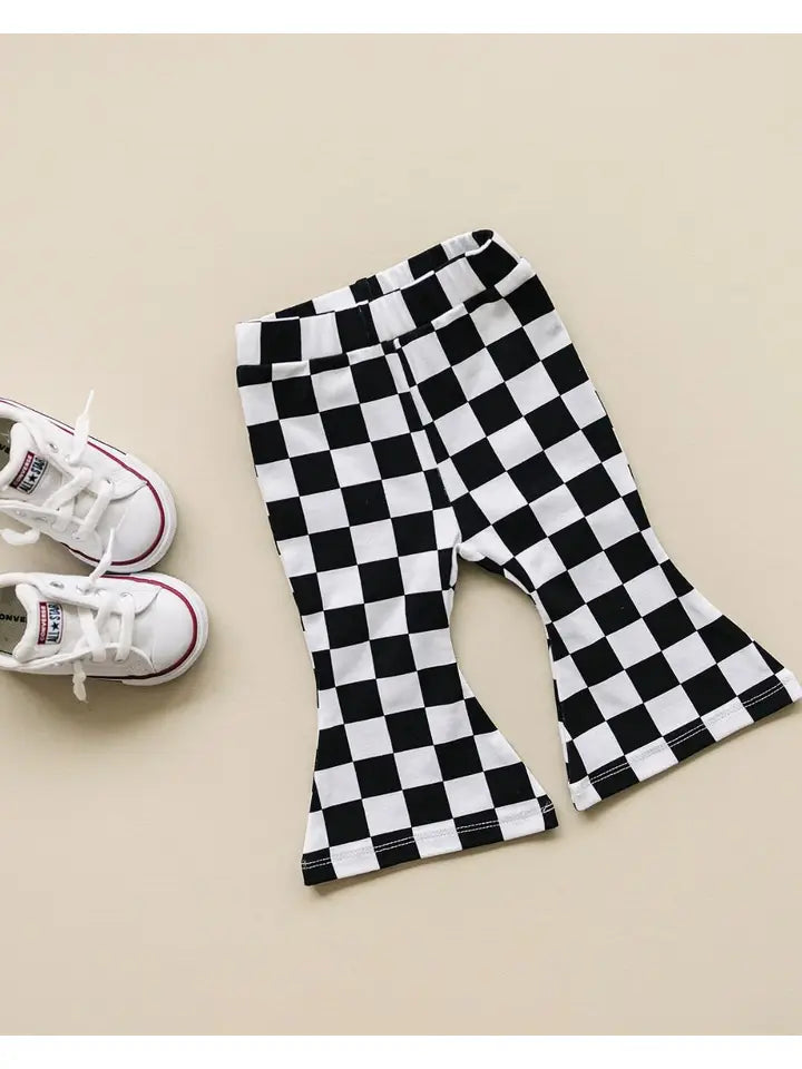 Checkered Flare Pants | Black