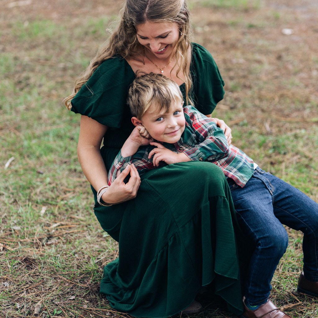 Red & Green Plaid Holiday Shirt- Boy's