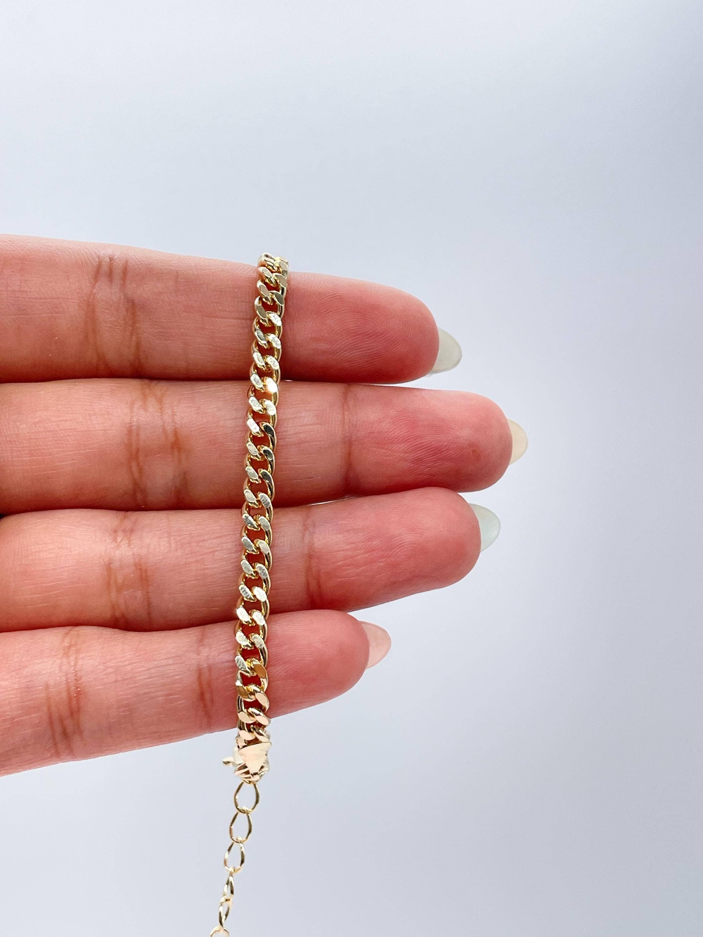 18k GF 4mm Cuban Link Chain Bracelet