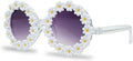 Kids Sunglasses - Round Daisy Flower - White