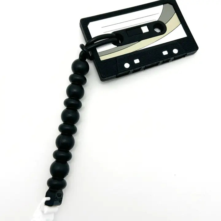 Silicone Cassette Tape Teether with Clip - Black