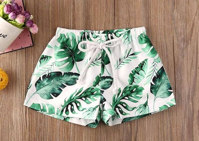 Green Tropical Palm Leaves Toddler Boy Swim Trunks