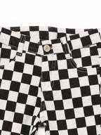 Baby Girls Black Checked Flare Jeans