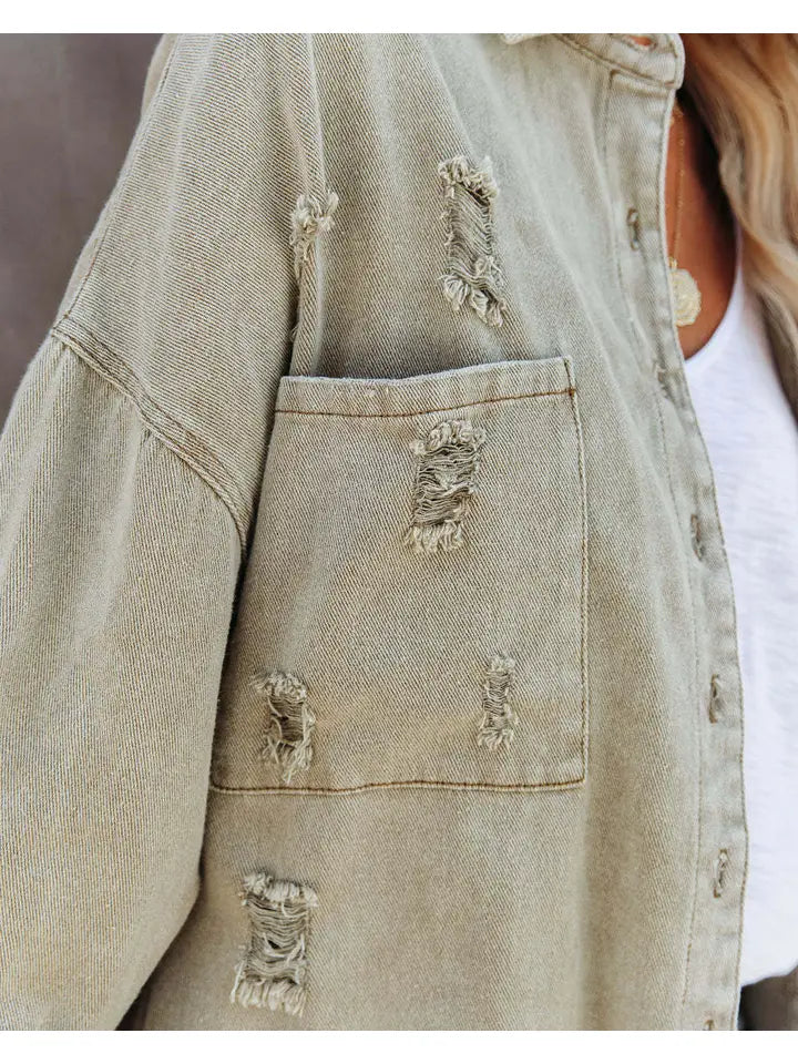 Distressed Sage Light Denim