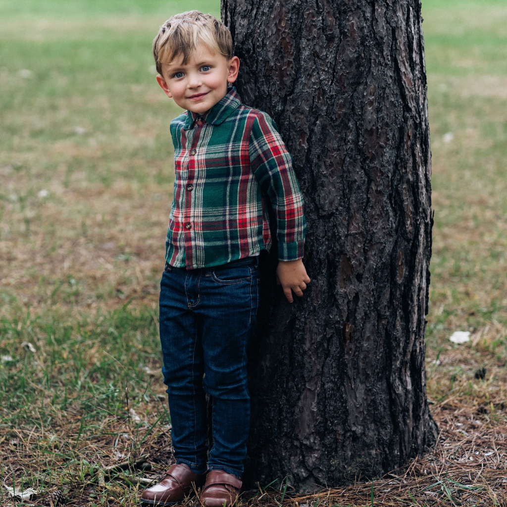 Red & Green Plaid Holiday Shirt- Boy's