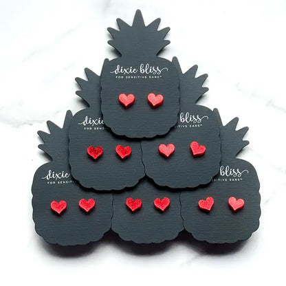 Micro Confetti Hearts in Red or Raspberry Glitter