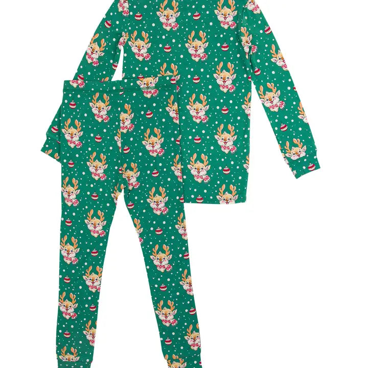 Reindeer Cheer Bamboo Viscose Long Sleeve Pajama Set