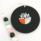 Vinyl Record  Silicone Baby Teether - Pink with Clip