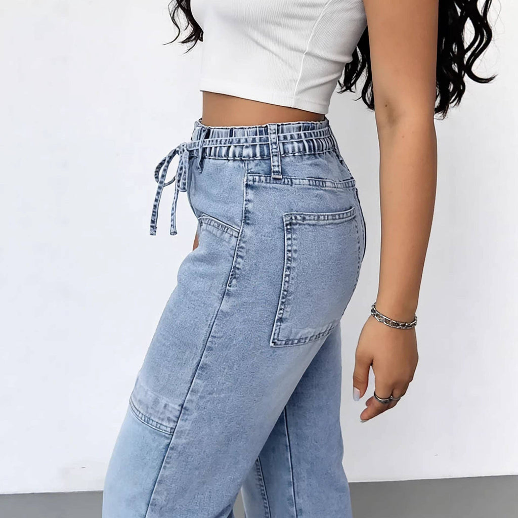 Women's Vintage Washed High Waist Wide Leg Denim Jeans