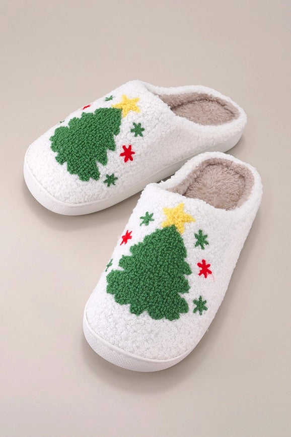 Soft and Cozy Christmas Tree Slippers