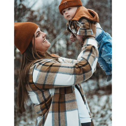 Hooded Brown & Gray Flannel Jacket- Child