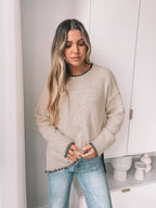 Knit Sweater with Contrast Trim – Casual & Cozy