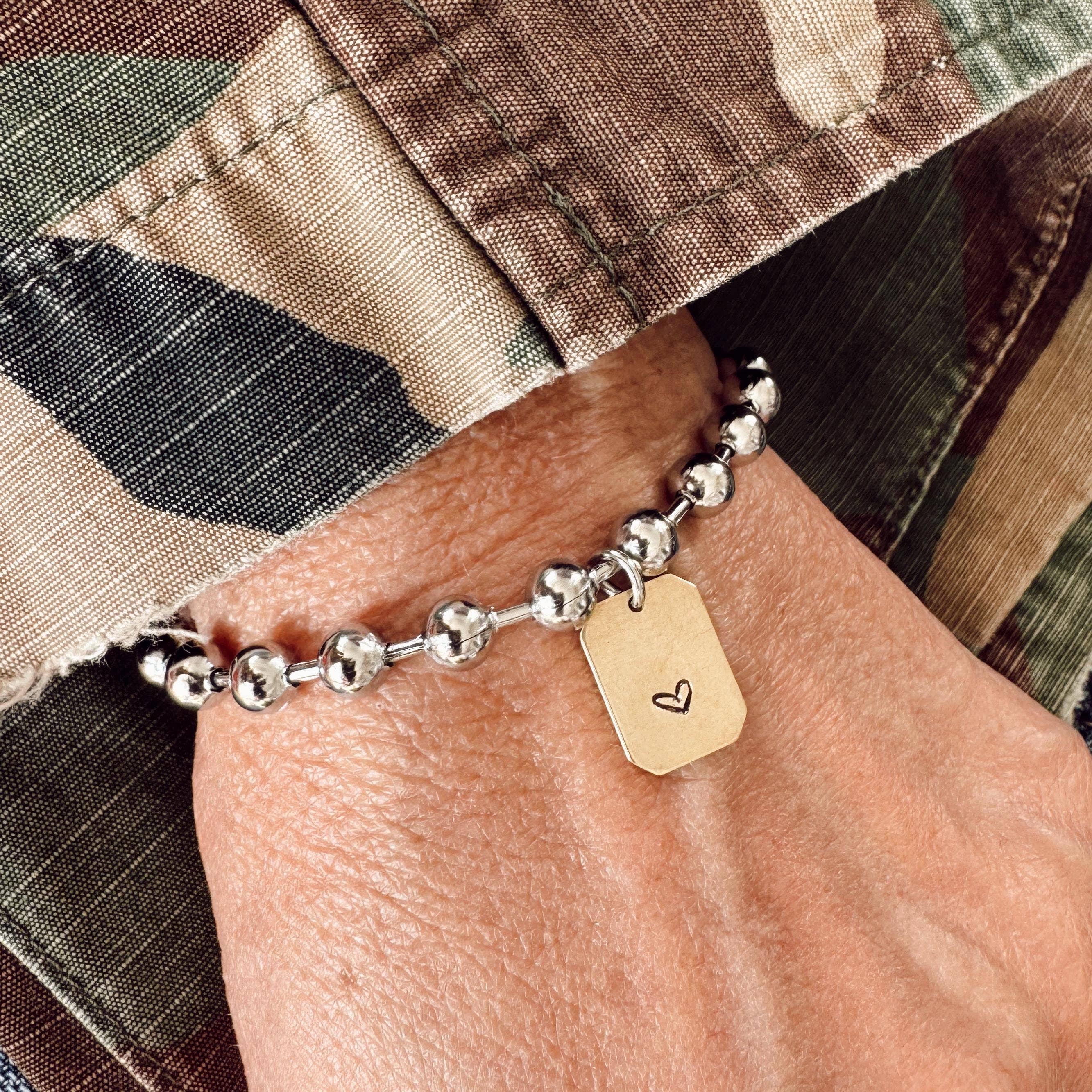 Brass Heart Tag Bracelet