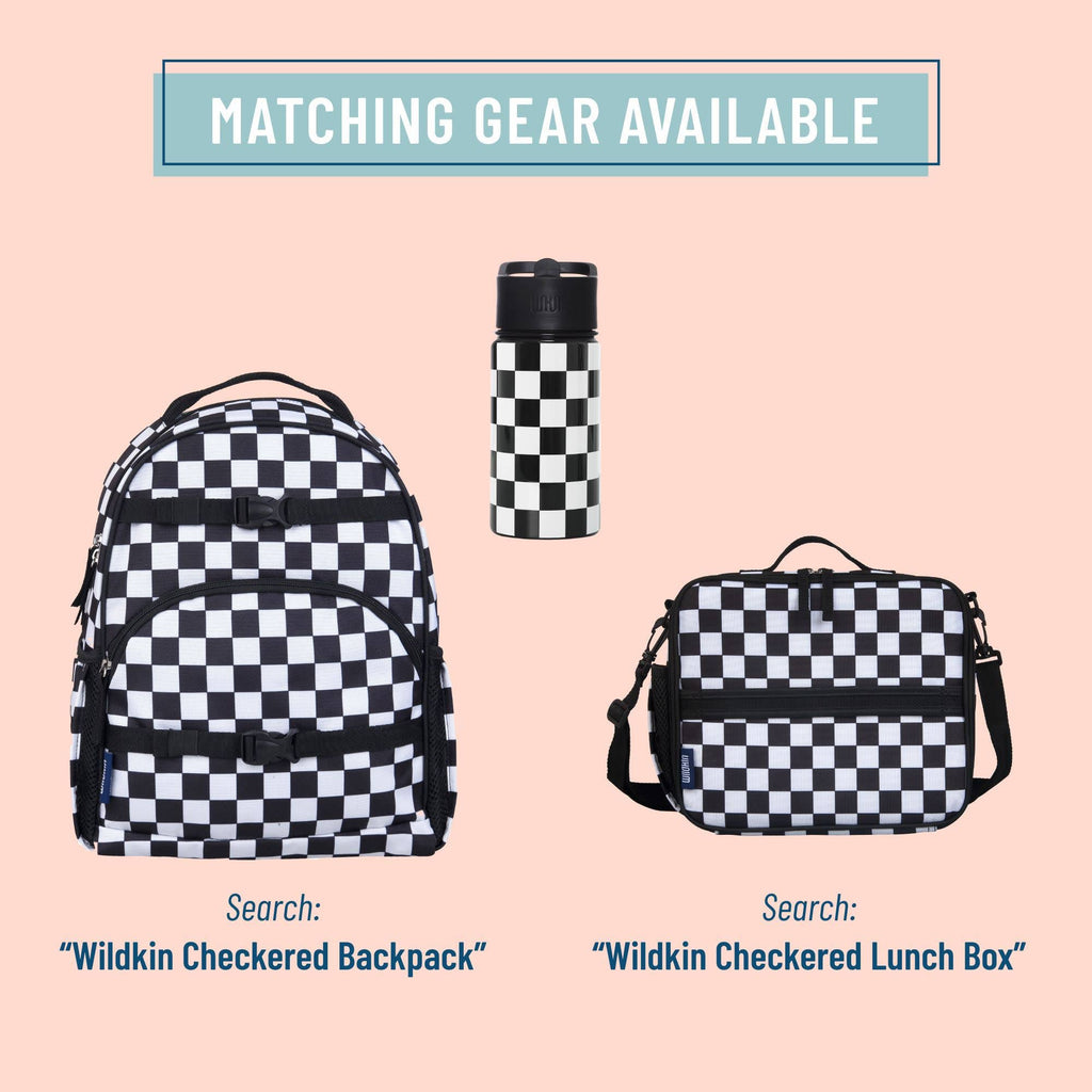 Black and White Checkered 14 oz Steel Water Bottle